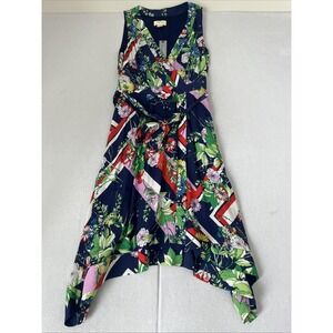 Anthropologie Maeve Spirited Midi Dress in Blue Motif Size NWT, 4p with pockets